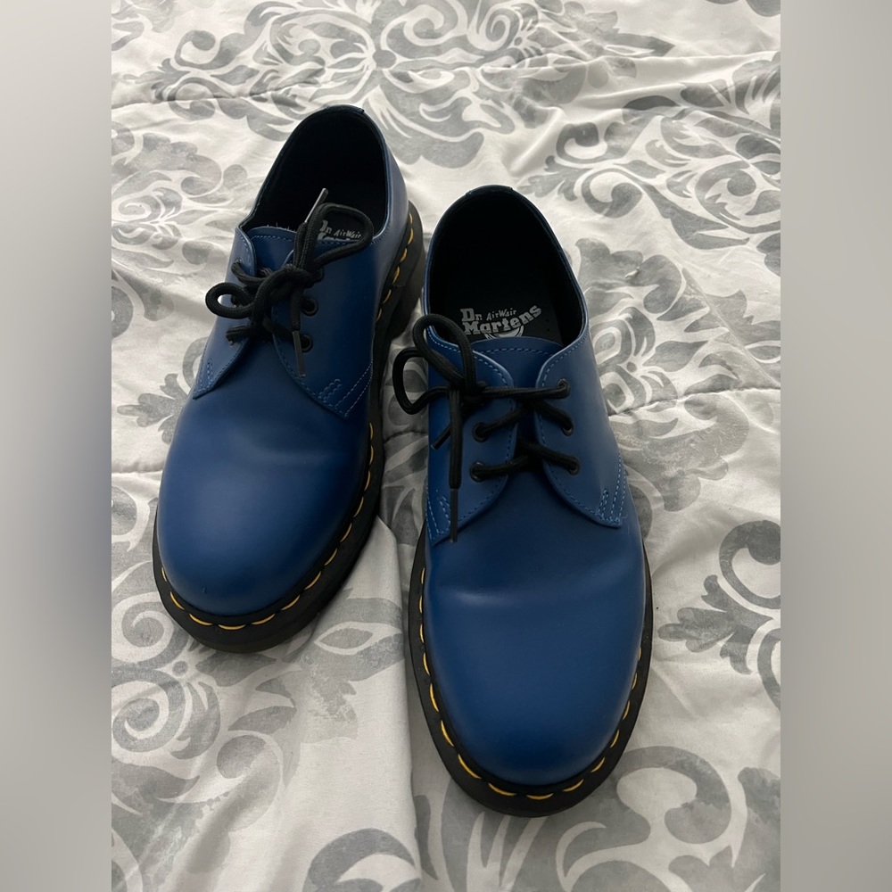 Blue leather genuine, Dr. Martens, 1461, unisex women's 8 men's 7